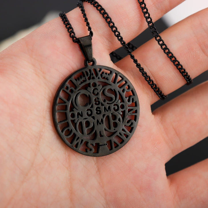 Christianartworkshop St. Benedict Symbol Openwork Pendant Necklace