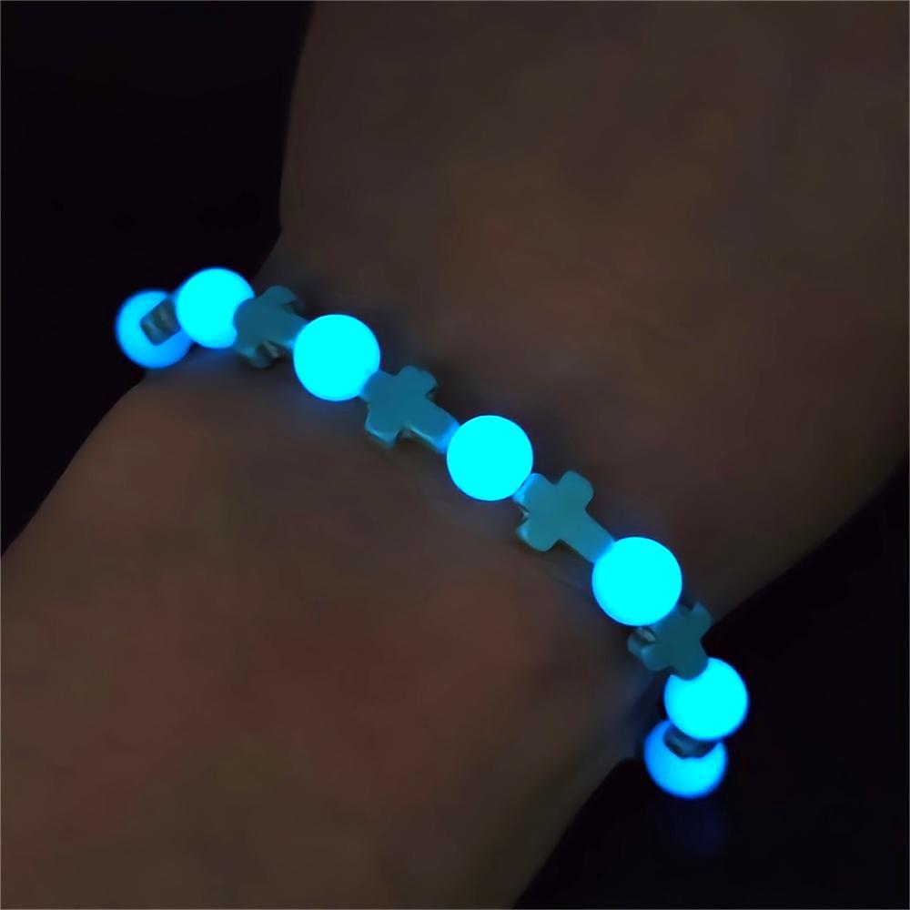 Christianartworkshop Turquoise Cross with Luminous Pearls Bracelet