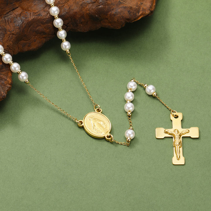 Stainless Steel/Crystal Beads Rosary with Crucifix