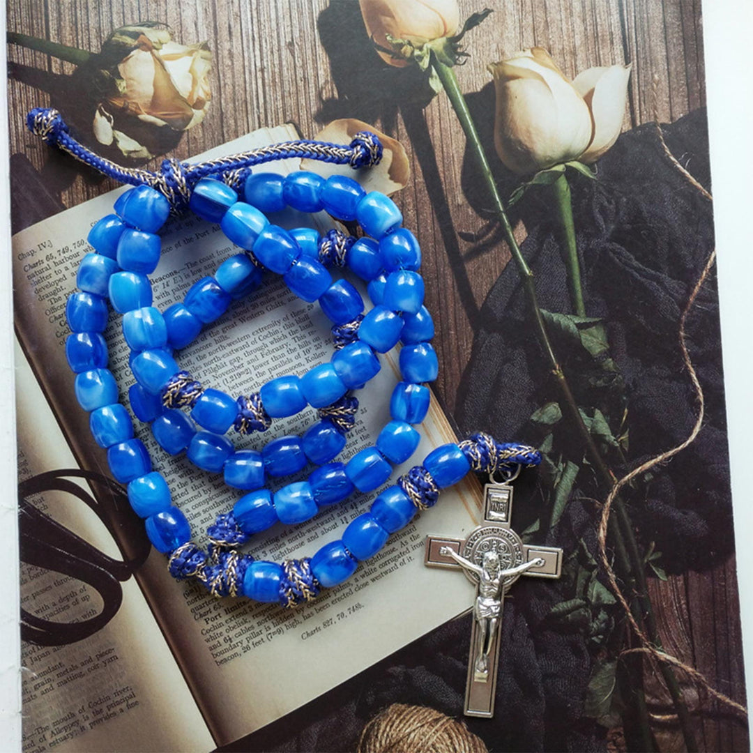 Christianartworkshop Crucifix of 12 mm Round Blue Acrylic Paracord Rosary