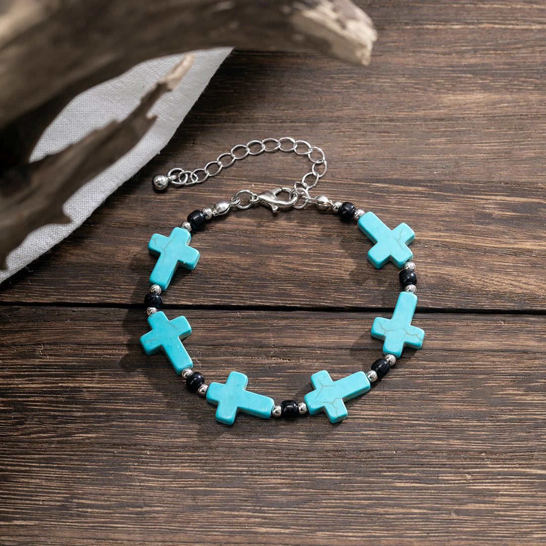 Christianartworkshop Crucifix Prayer Beaded Turquoise Bracelet