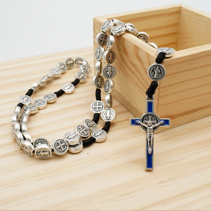 Christianartworkshop St. Benedict Alloy Hand-woven Rosary with Crucifix
