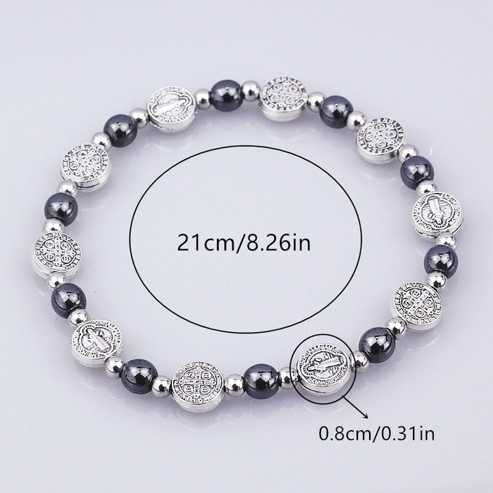 Christianartworkshop Black Gallstone St. Benedict Rosary Bracelet