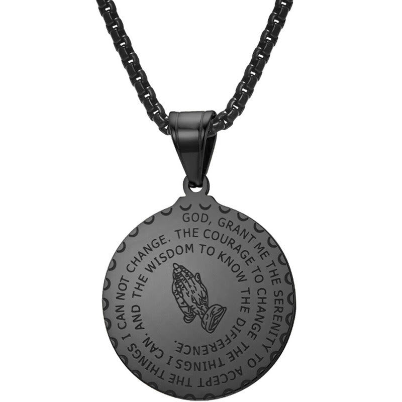 Christianartworkshop Praying Hands Round Plaque Necklace