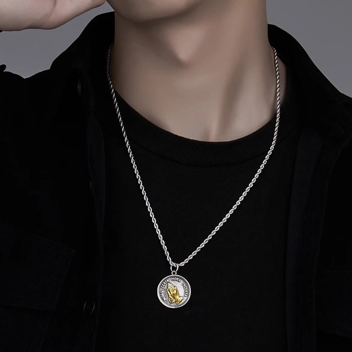 Christianartworkshop Cubic Praying Hands Charm Necklace