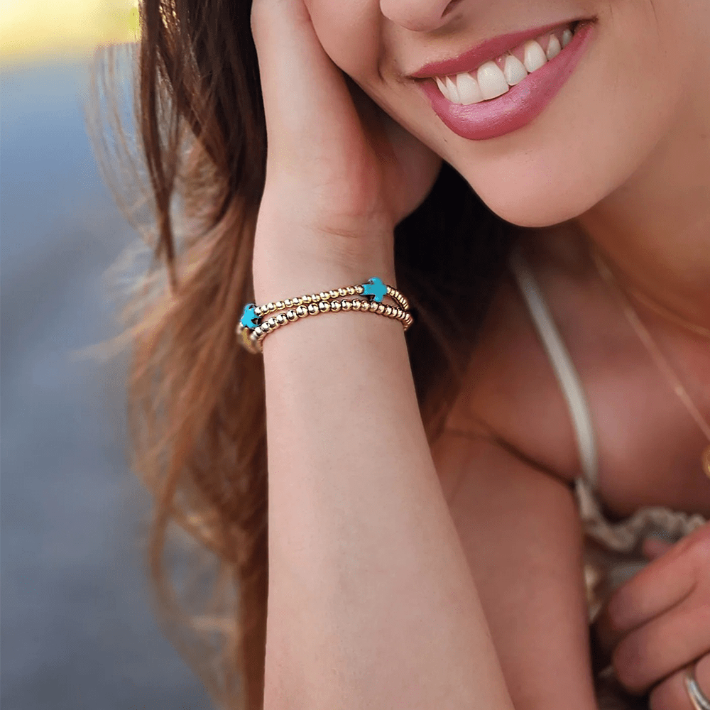 Christianartworkshop Original Design Turquoise Cross Beads Bracelet