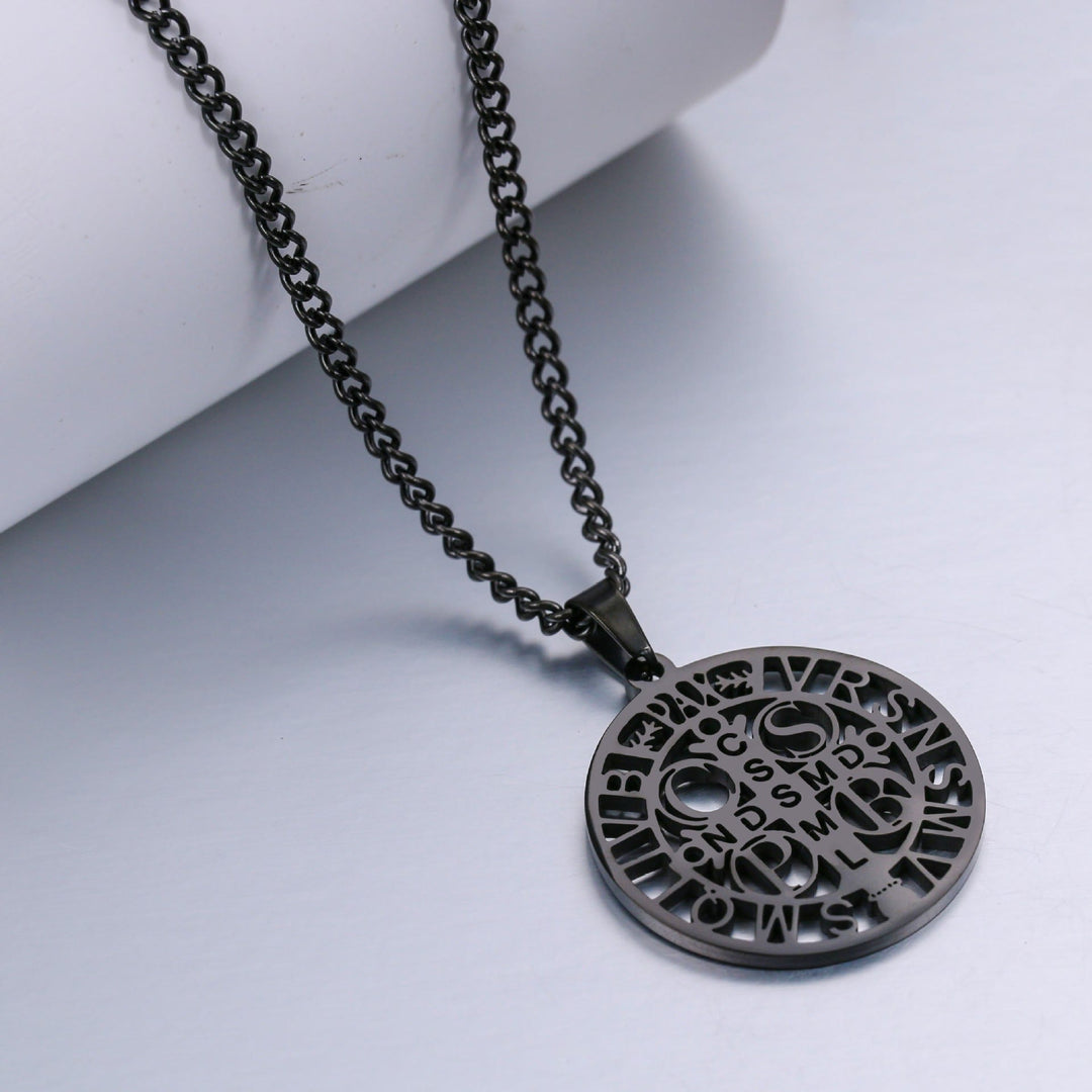 Christianartworkshop St. Benedict Symbol Openwork Pendant Necklace