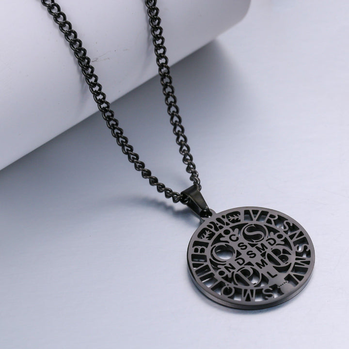 Christianartworkshop St. Benedict Symbol Openwork Pendant Necklace