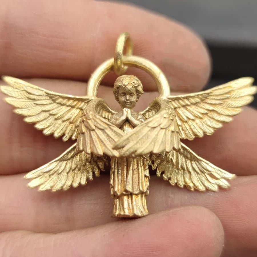 Christianartworkshop Praying Angel Wing Pendant Good Luck Necklace