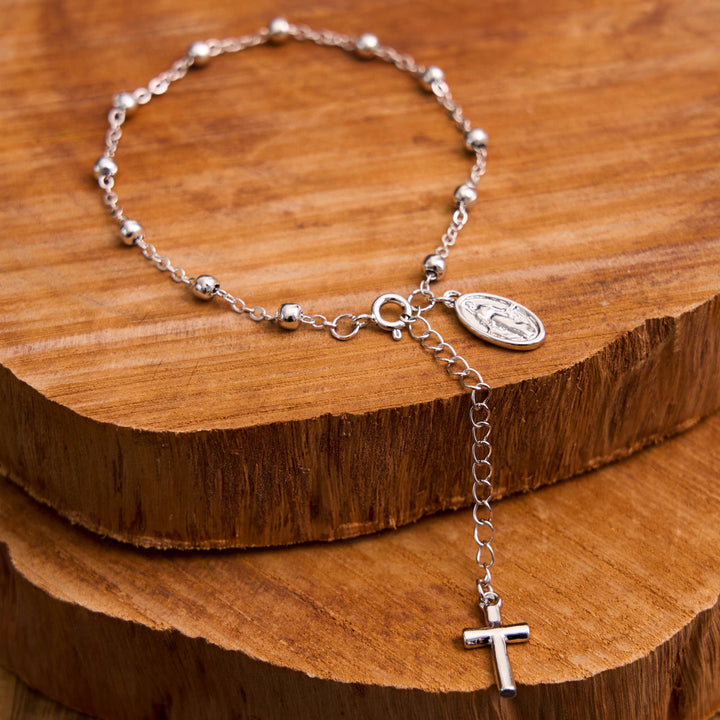 Christianartworkshop Virgin Mary Medal & Cross Adjustable Simple Casual Bracelet