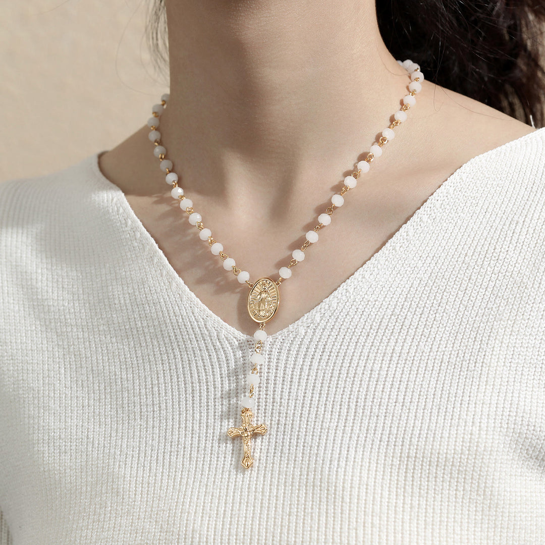 Christianartworkshop Virgin Mary Medal & Crucifix Pendant Necklace