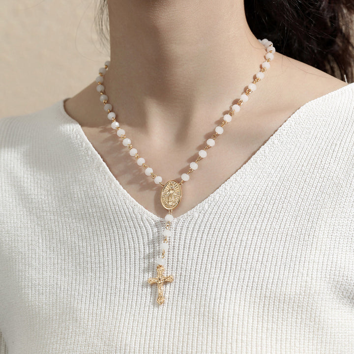 Christianartworkshop Virgin Mary Medal & Crucifix Pendant Necklace