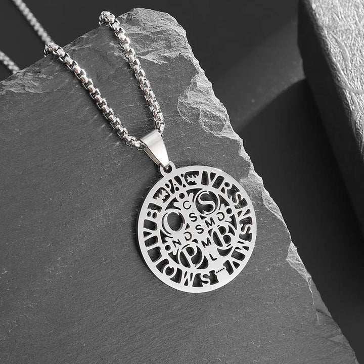 Christianartworkshop St. Benedict Symbol Openwork Pendant Necklace