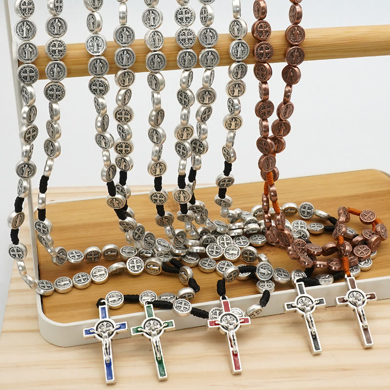 Christianartworkshop St. Benedict Alloy Hand-woven Rosary with Crucifix