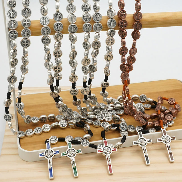 Christianartworkshop St. Benedict Alloy Hand-woven Rosary with Crucifix