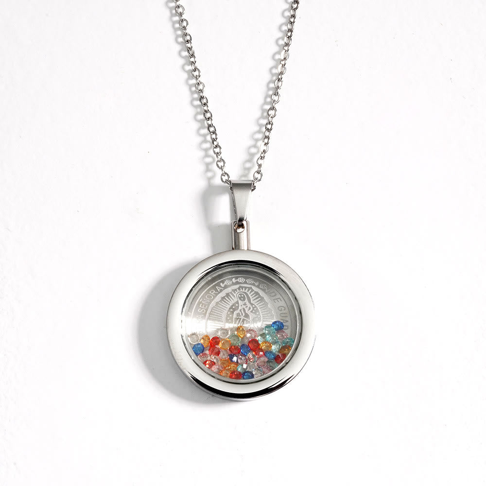Christianartworkshop Gold Round Reversible Necklace: Our Lady and St. Benedict