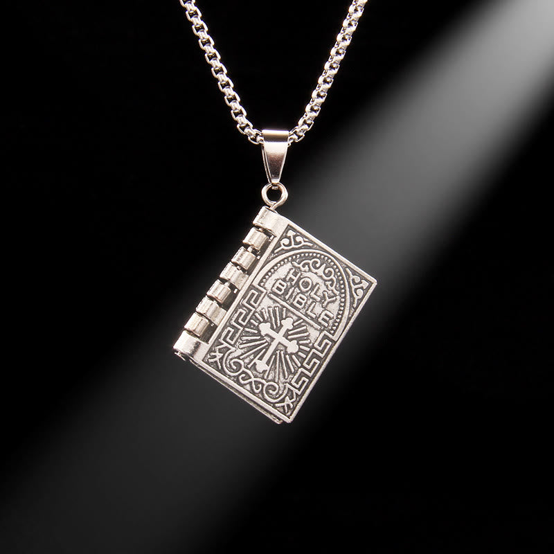 Christianartworkshop Turnable Cross Holy Bible Pendant Quality Necklace