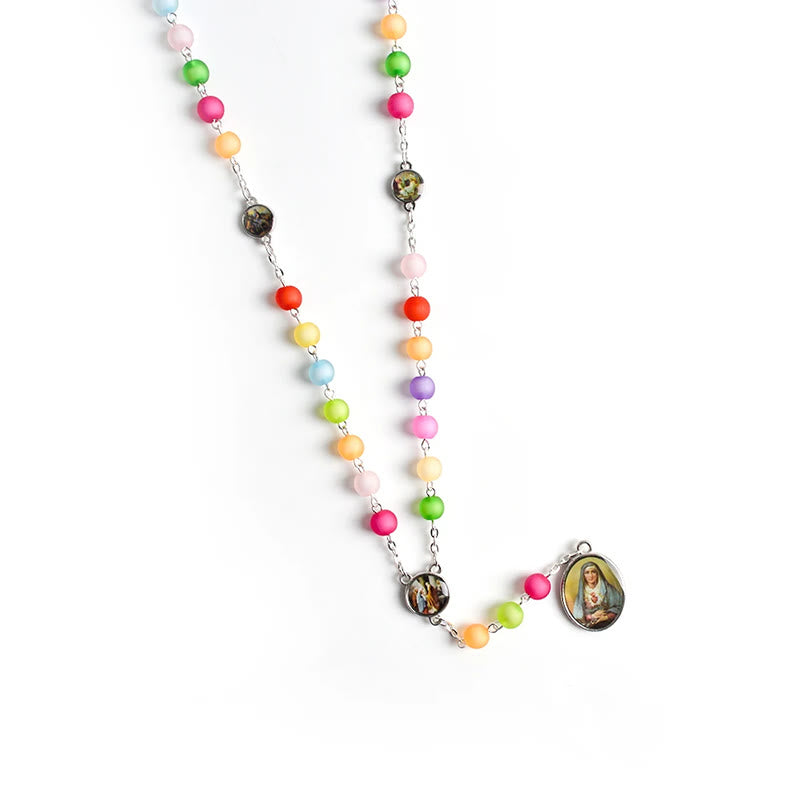 Seven Sorrow Religious Medal Multicolor Rosary