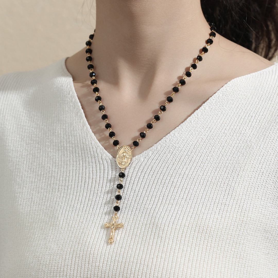 Christianartworkshop Virgin Mary Medal & Crucifix Pendant Necklace