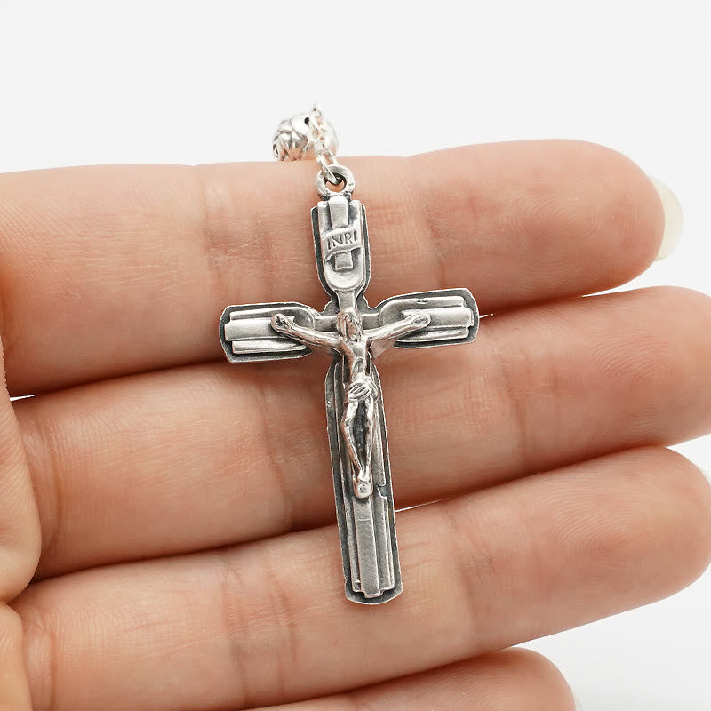 Christianartworkshop Hematite Rosary with Blessed Virgin Mary Medal