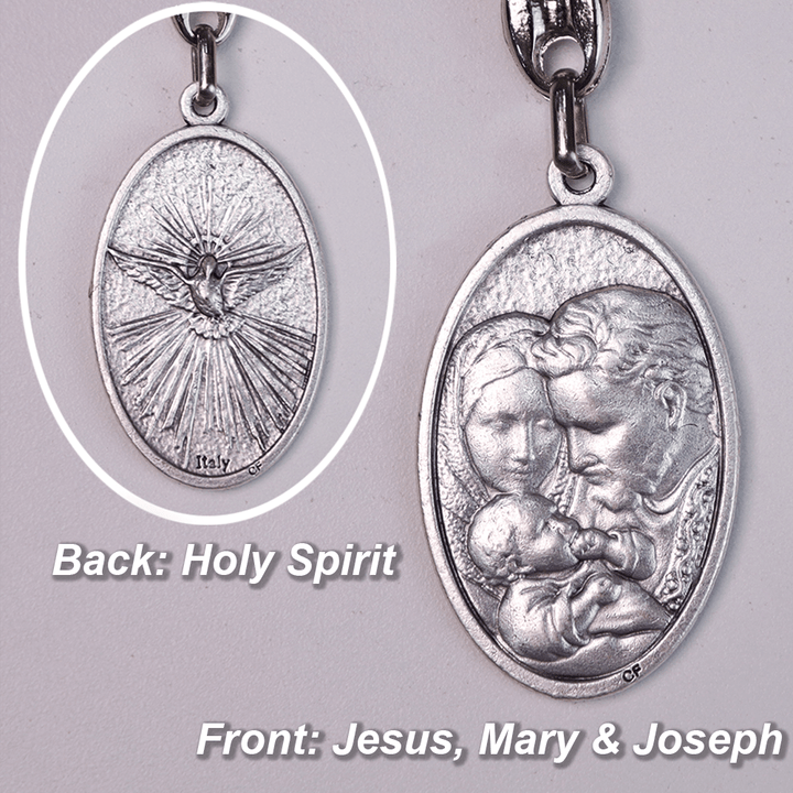 Mary Joseph with Baby Jesus Medal & Holy Trinity Cross Olive Wood Pocket Rosary
