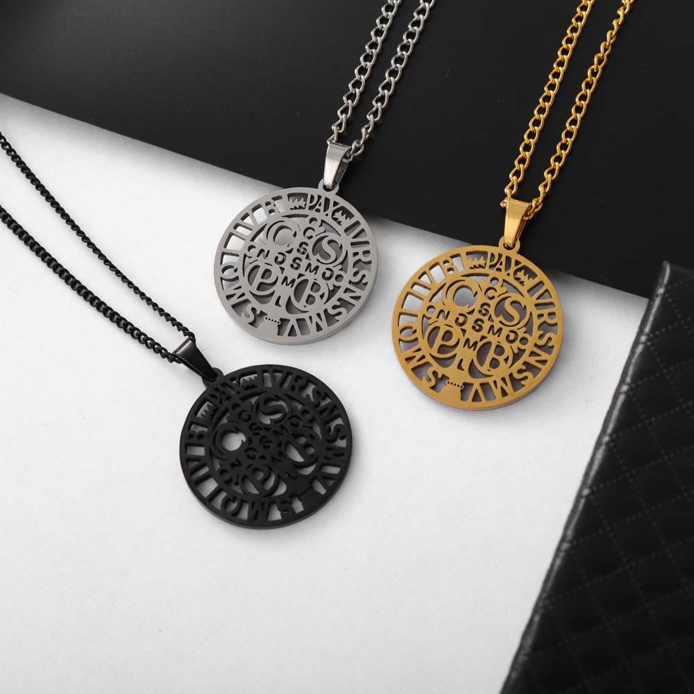 Christianartworkshop St. Benedict Symbol Openwork Pendant Necklace