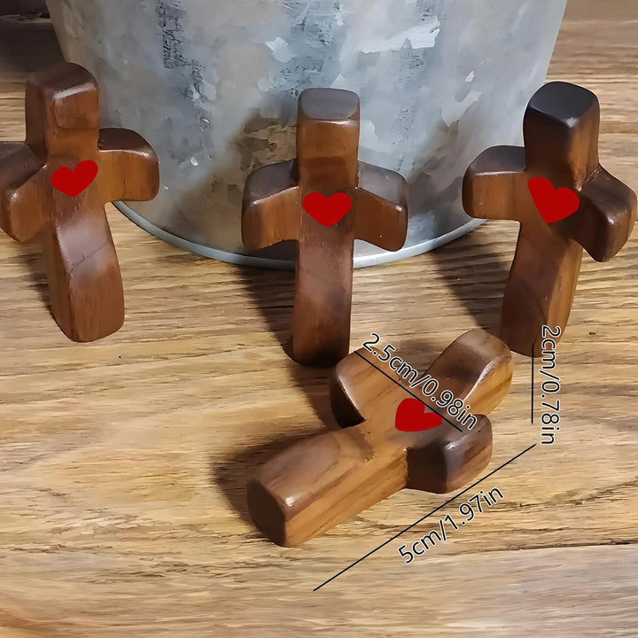 Christianartworkshop Modern Style Walnut Multicolor Thumb Cross Praying Handle Ornaments