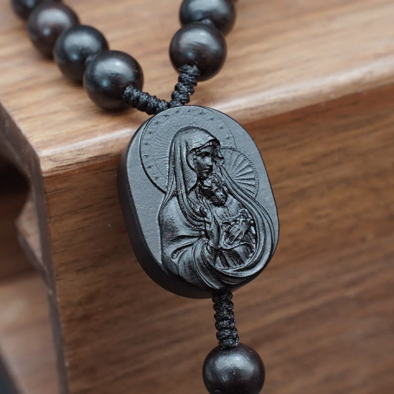 Christianartworkshop Quality Original Handmade Praying Rosary (Red Sandalwood/Ebony)