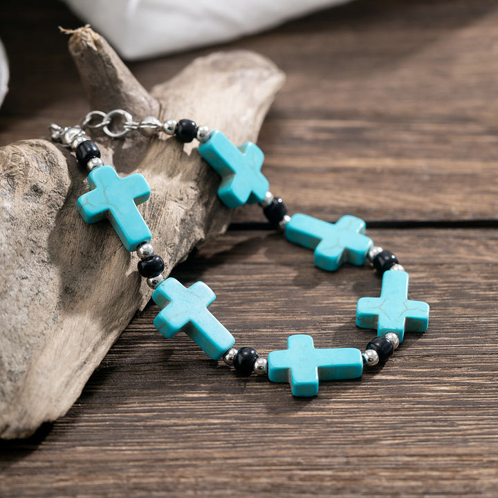 Christianartworkshop Crucifix Prayer Beaded Turquoise Bracelet
