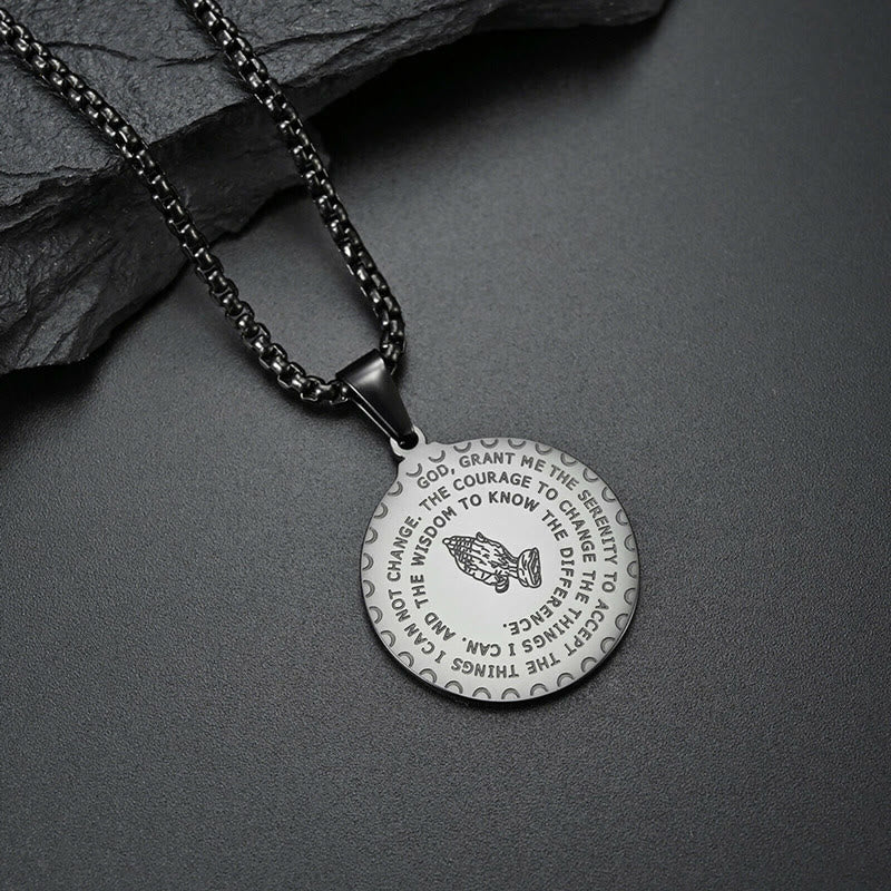 Christianartworkshop Praying Hands Round Plaque Necklace
