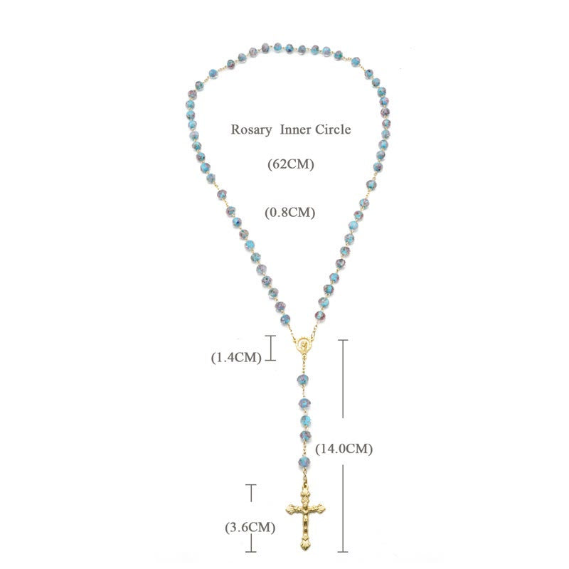 Christianartworkshop Flower Rose Glazed Beads Rosary with Mary & Crucifix