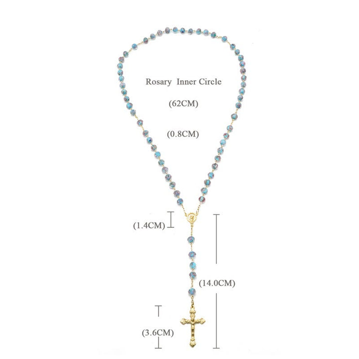 Christianartworkshop Flower Rose Glazed Beads Rosary with Mary & Crucifix