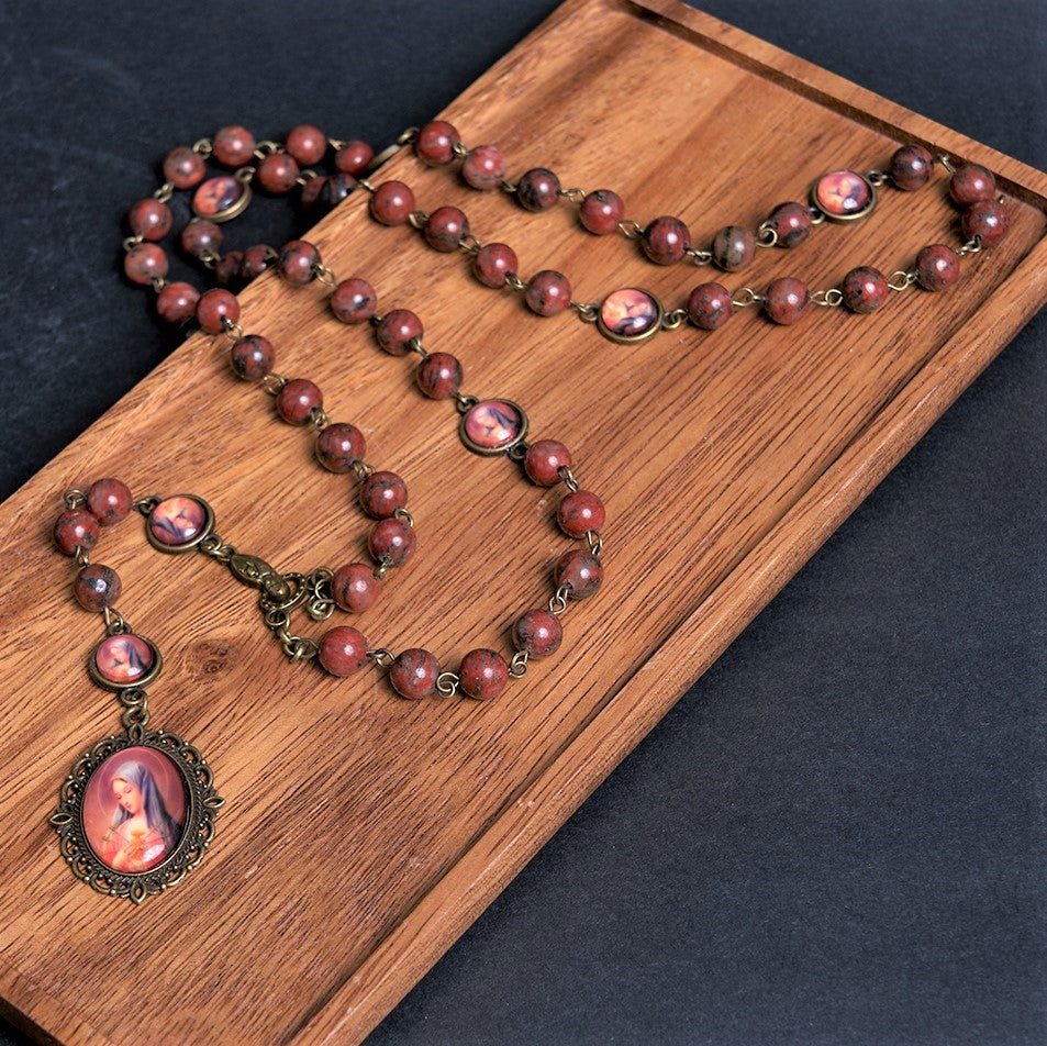 10mm Handmade Rosary Artistic Jasper Beads, gray hotsell and brown round