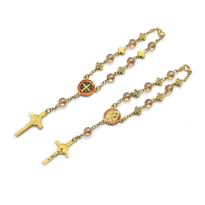 Discount Today: Christ Baptism St. Benedict Glass Bracelet Rosary