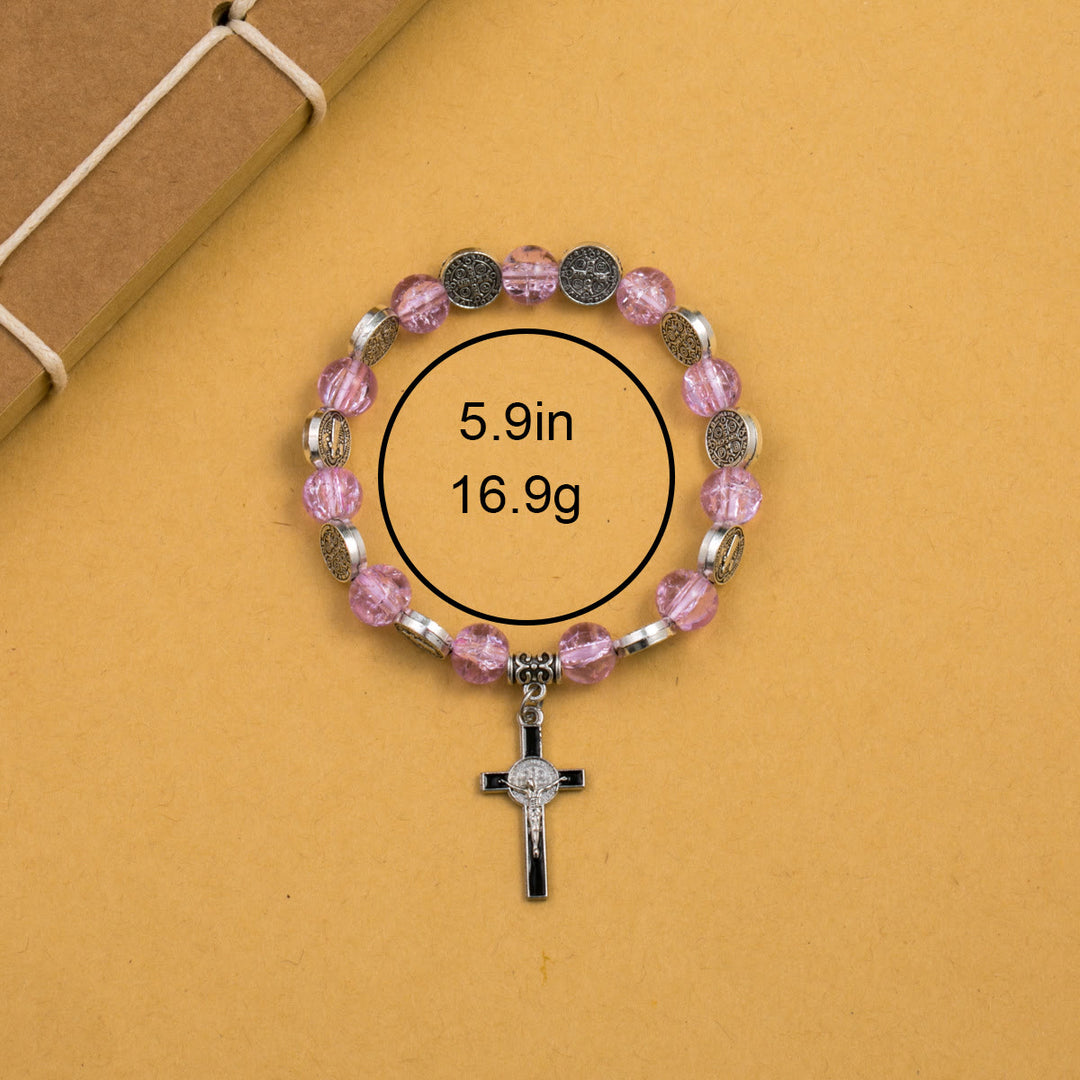 FREE Today: Christ Jesus Cross Alloy Charm Pendant Beaded Bracelet