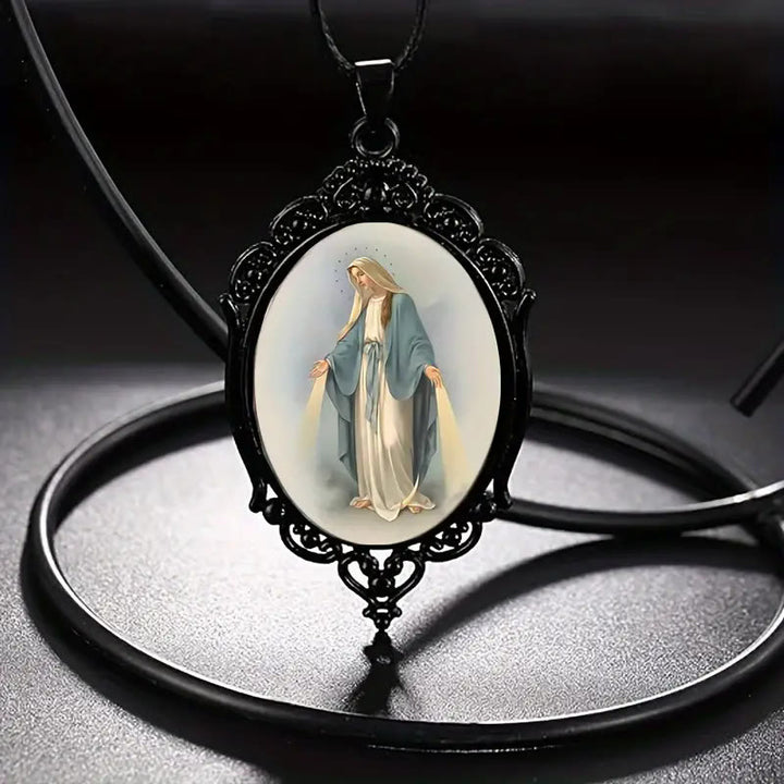 Discount Today: Christian Art Gothic Style Vintage Border Our Lady of Grace Necklace