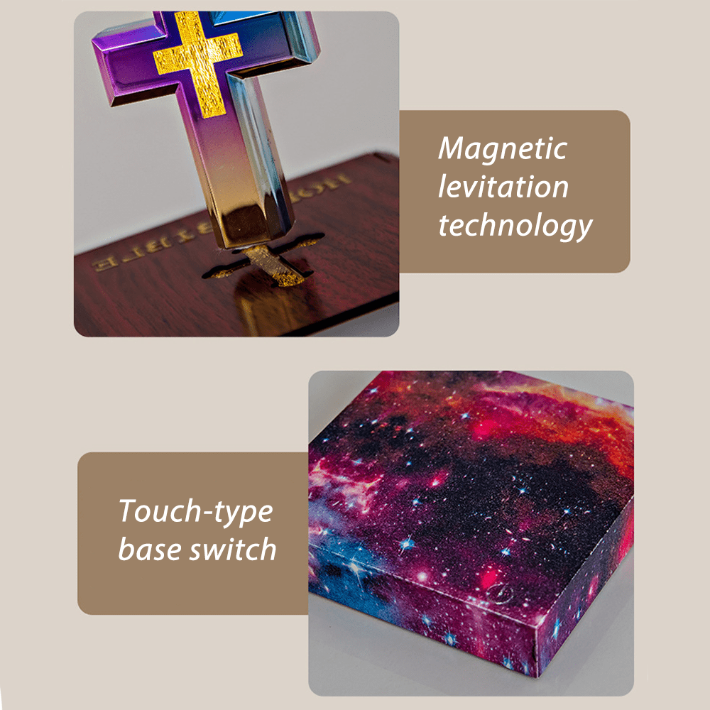 Book-base Magnetic Levitation Cross Ornament