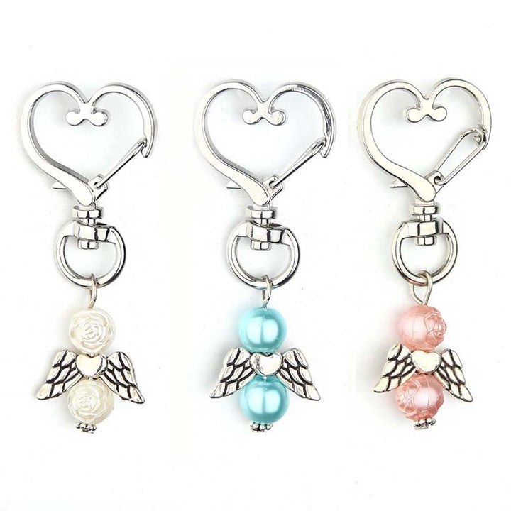 Christianartworkshop 6pcs/Set Angel Wing Pendant Heart Keychain