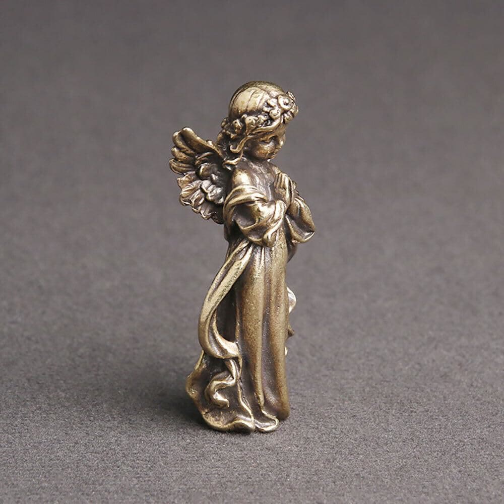 Christianartworkshop Retro Style Brass Stereoscopic Bronze Guardian Angel Desktop Decorations Ornament