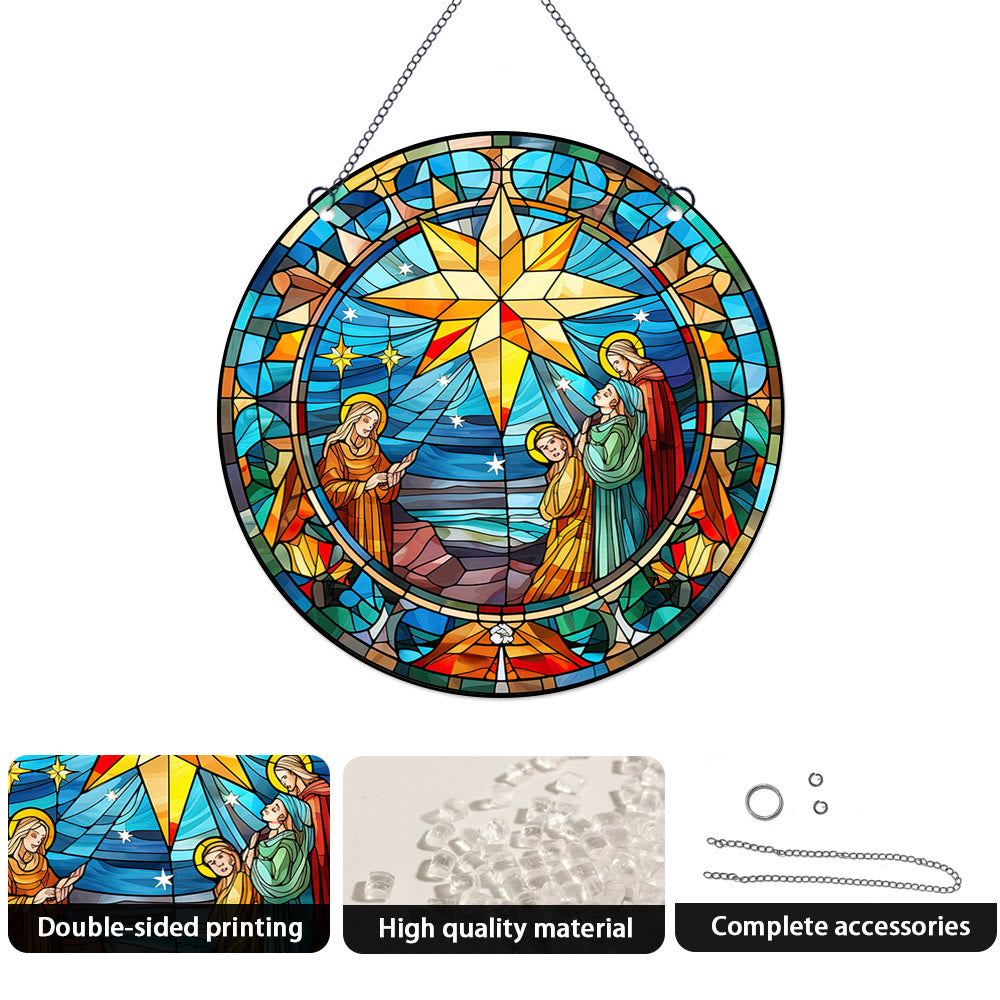 Discount Today: 5 Stained Glass Styles Colorful Christ Scene Ornaments