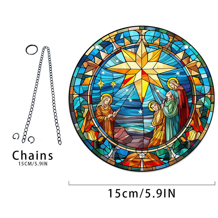 Discount Today: 5 Stained Glass Styles Colorful Christ Scene Ornaments