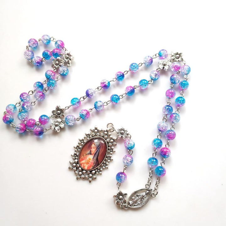 FREE Today: Blue Purple Holy Mother Glass Rosary