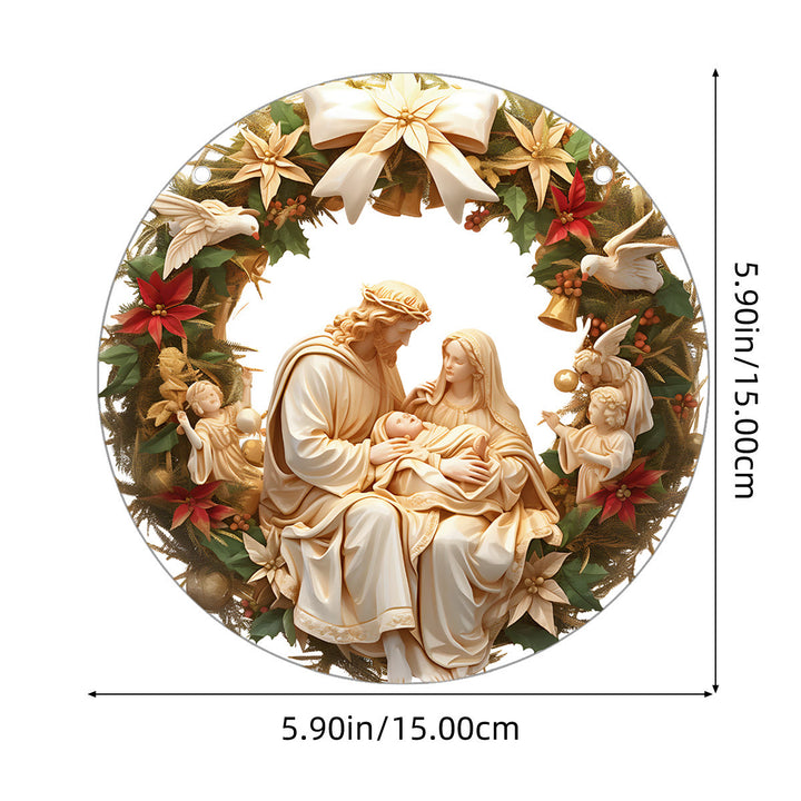 Discount Today: Sculptural Realism Style Holy Family Christmas Parasite Ornaments