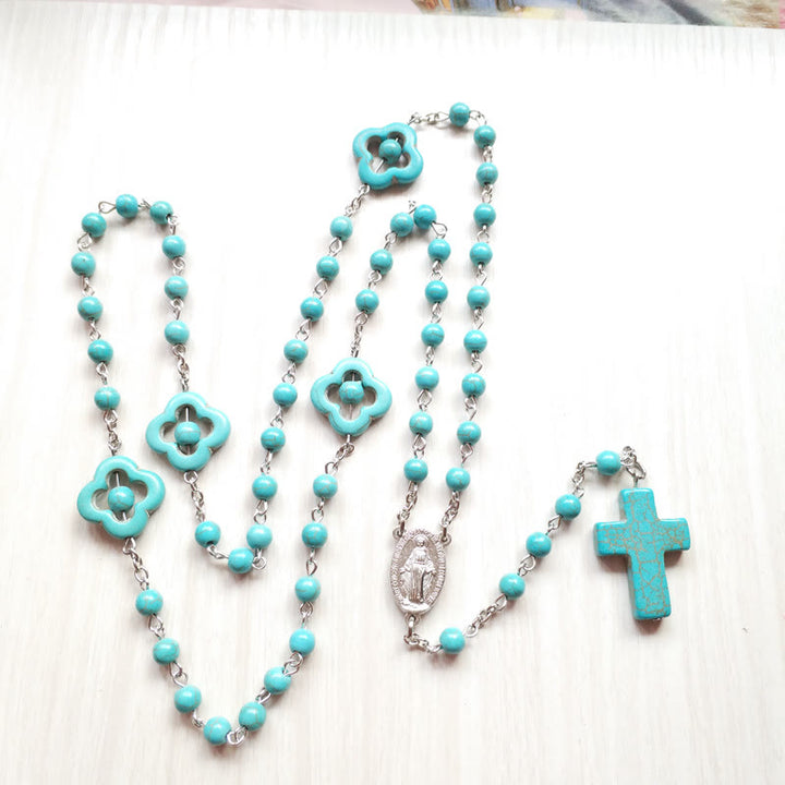 Turquoise Cross Blessing Rosary