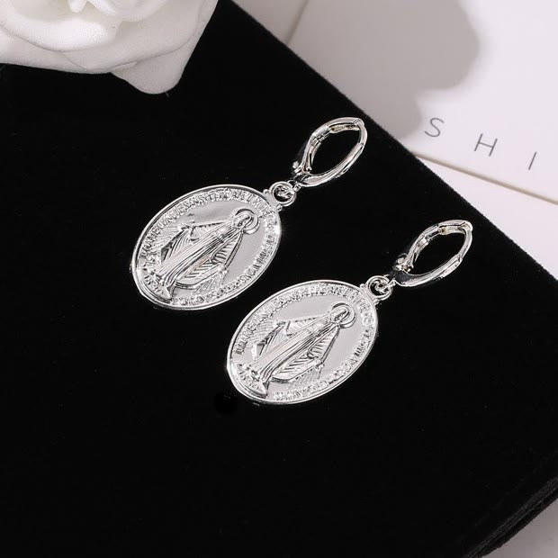 Christianartworkshop Miraculous Mary Medals Religion Earrings