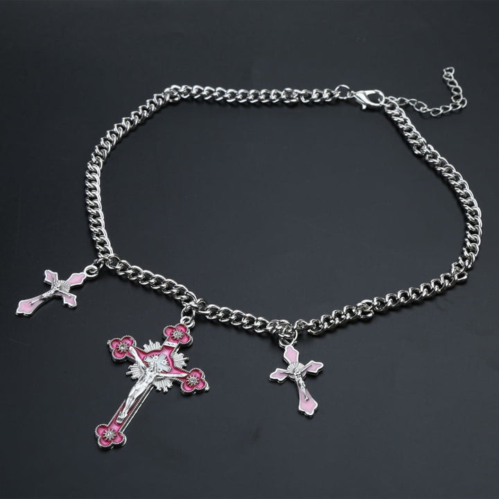 FREE Today: Christian Art Classic Style Colorful Crafted Triple Crucifix Pendant Chain Necklace