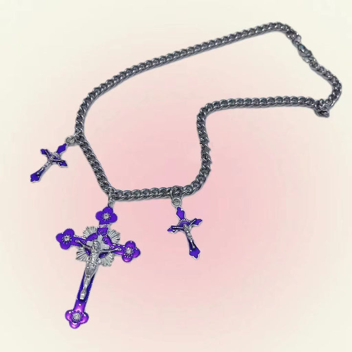 FREE Today: Christian Art Classic Style Colorful Crafted Triple Crucifix Pendant Chain Necklace