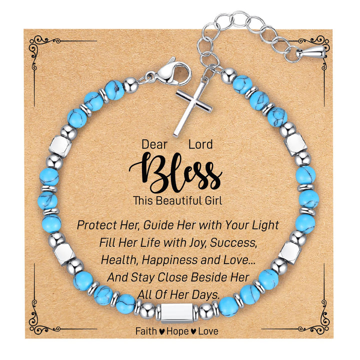 Free Today: Turquoise Cross Healing Bead String Bracelet