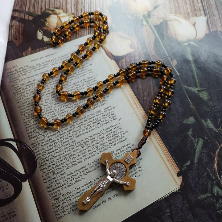 FREE Today: Glass Bead Crucifix Pendant Necklace