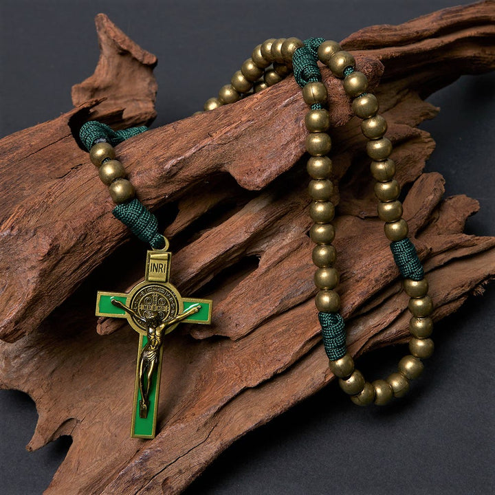 Christianartworkshop Crucifix of 10 mm Round Bronze Acrylic Paracord Rosary